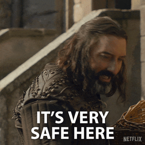 a man with long hair and a beard says it 's very safe here on a netflix ad