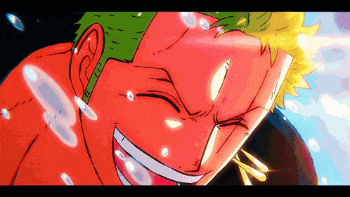 a close up of a cartoon character 's face with a smile on it