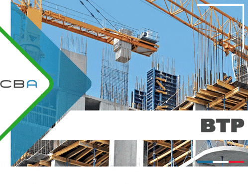 an advertisement for btp with a picture of a building under construction