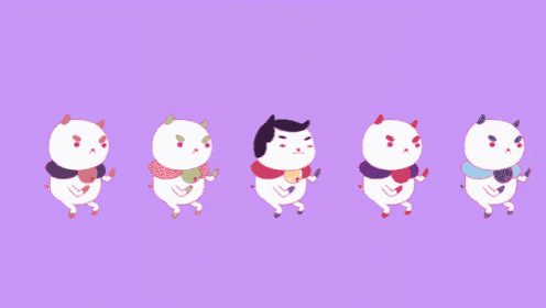 a row of cartoon characters with their mouths open