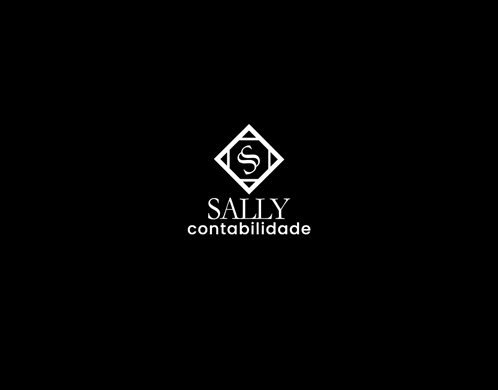 a logo for a company called sally contabilidade with a black background .