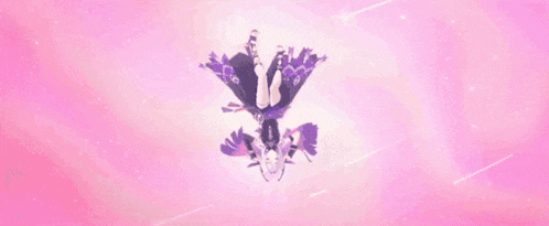 a girl with purple hair and headphones is sitting on the floor in a room .
