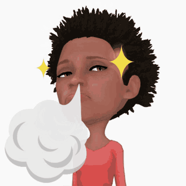 a cartoon of a woman blowing a cloud out of her mouth