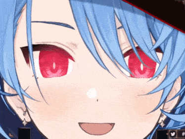 a close up of a person 's face with red eyes