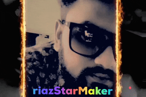 a picture of a man with a beard and sunglasses with the words " riazstarmaker " below him