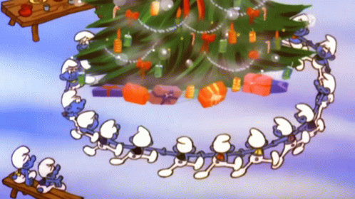 The Smurfs Christmas Tree GIF - The Smurfs Christmas Tree Dance Around GIFs