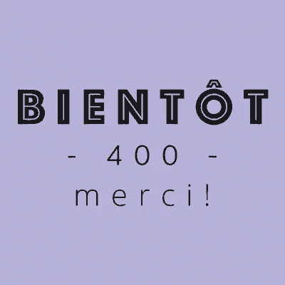 a sign that says bientot - 400 merci on it