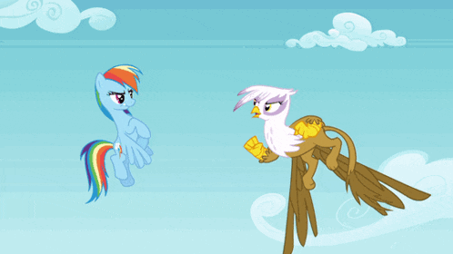 a cartoon drawing of a pony holding a bunch of balloons