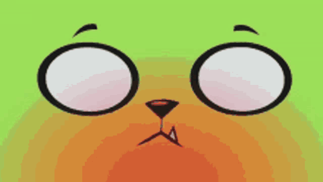 a close up of a cartoon face with a surprised expression