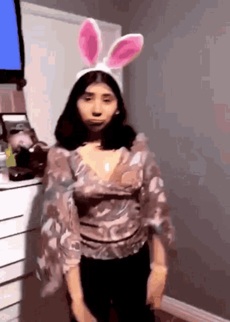 Girl With Bunny Ears Bunny Ears Dance GIF - Girl With Bunny Ears Bunny Ears Dance GIFs