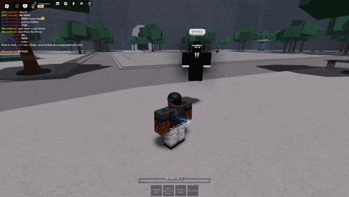a screenshot of a video game shows a man in a suit and tie talking to another man