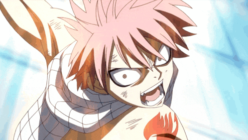 a cartoon character with a scarf around his neck and a fairy tail tattoo on his chest