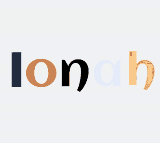 a white background with the word ionah in orange and white