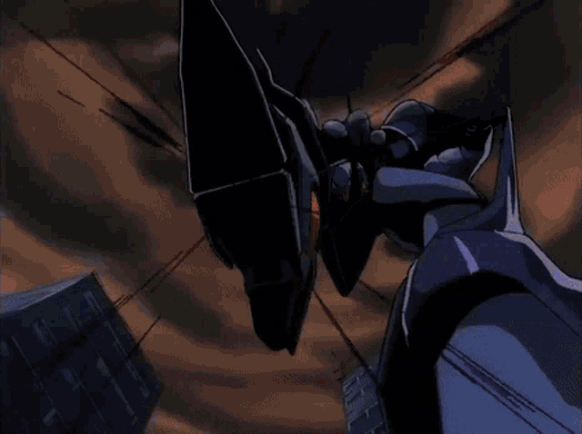 a cartoon character is being destroyed by a purple object