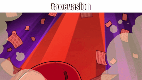 the word tax evasion is on the top of a cartoon