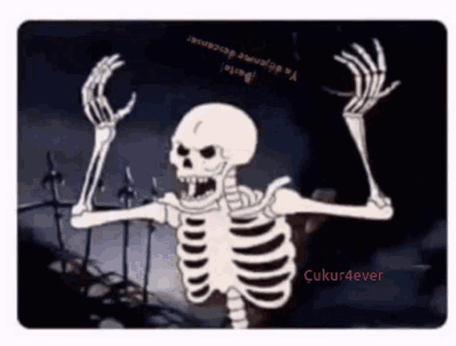 a cartoon of a skeleton with its arms outstretched and the name çukur4ever on the bottom