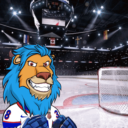 a cartoon of a lion wearing a jersey with the number 8