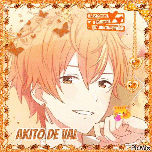 a picture of a boy with the name akito de val written on it