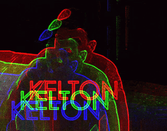 a neon sign that says kelton kelton in red and green
