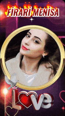 a picture of a woman in a gold frame with the name firari menisa above her