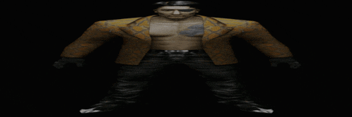 a man without a shirt is wearing a yellow jacket