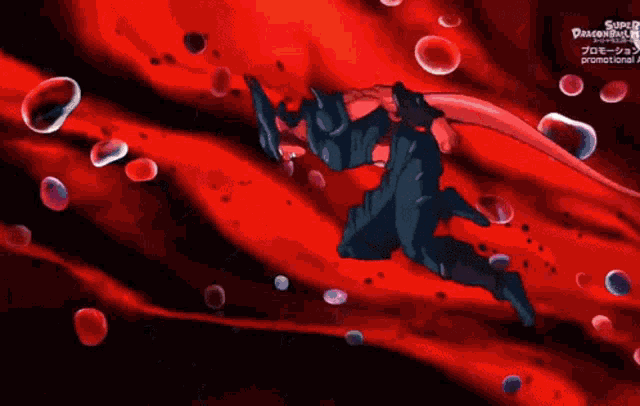 a cartoon character is fighting another character in a red and yellow explosion .