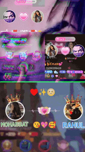 a couple of screenshots of a video game with the names mohabbat and rahul