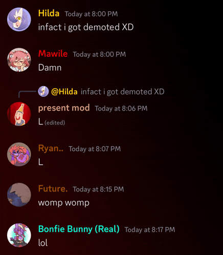 a screenshot of a conversation between hilda and mawile at 8:00 pm
