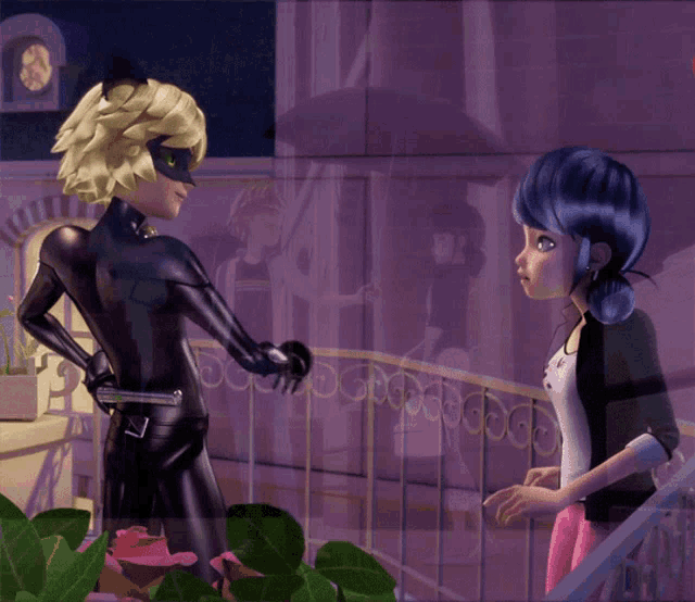 a ladybug and cat noir are standing next to each other