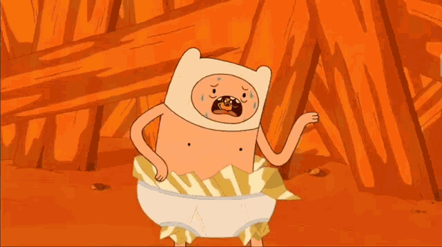 a cartoon character is wearing a diaper and has a crying face