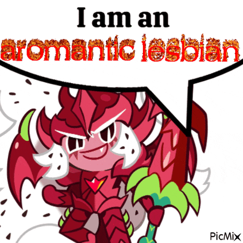 a cartoon character says i am an aromantic lesbian