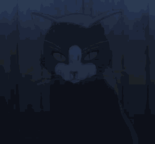 a cat with many eyes glowing in the dark