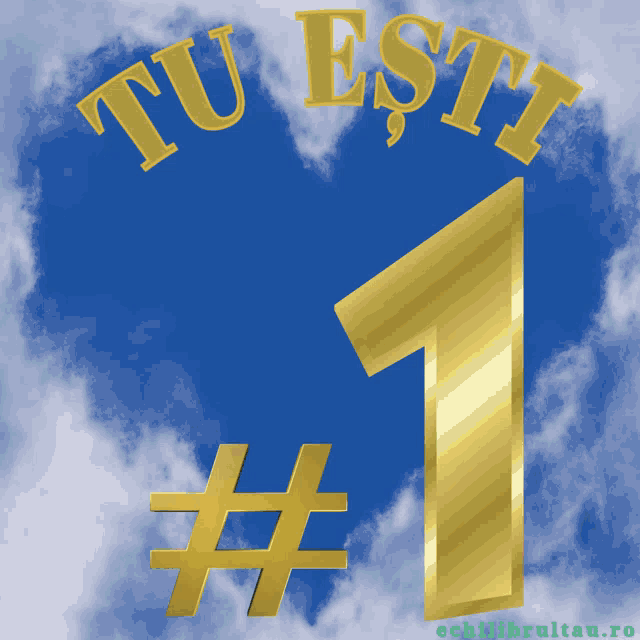 a blue heart with the number 1 and the words tu esti on it