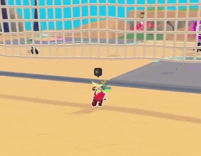 a purple object is flying through the air in a video game .