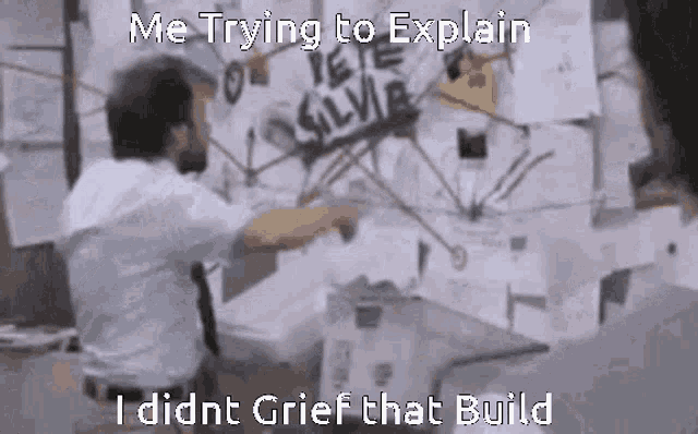 a man is pointing at a map with the words me trying to explain i did nt grief that build