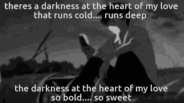 there is a darkness at the heart of my love that runs cold runs deep the darkness at the heart of my love so bold so sweet .
