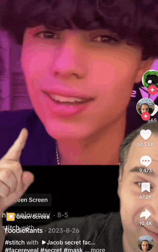 a screenshot of a tik tok video with jacob secret fac..
