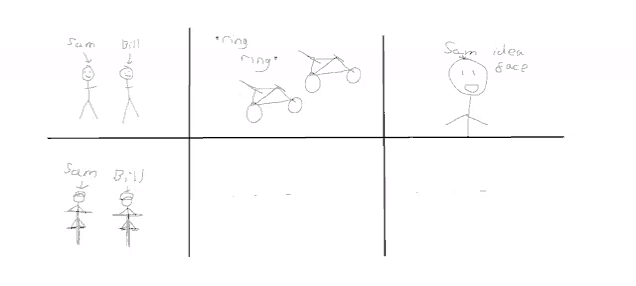 a drawing of a stick figure with the words " sam idea deep " on the bottom