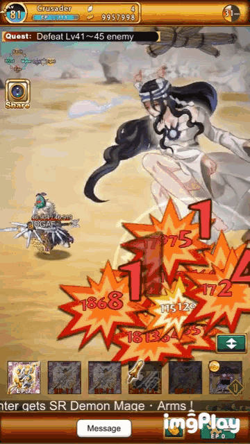 a screenshot of a video game shows a woman being attacked by a demon mage