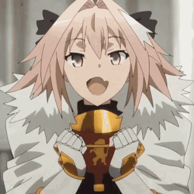 a girl with pink hair is holding a sword
