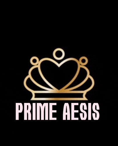 a gold crown with a heart in the middle and the words prime aesis