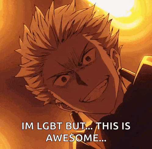 a man with a very angry face and the words im lgbt but this is awesome
