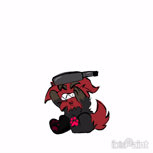a cartoon drawing of a dog with a bottle on its head ..