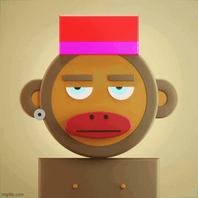 a cartoon monkey wearing a pink and red hat with imgflip.com written below it