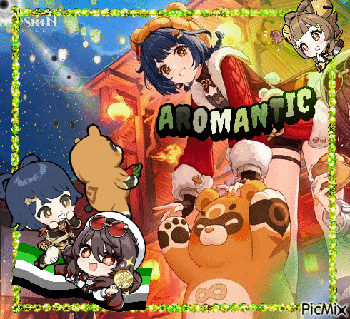 a collage of anime characters with the words aromatic on the top