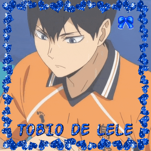 a picture of a boy with the name tobio de lele written on it
