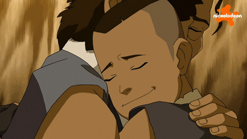 a cartoon of two men hugging with nickelodeon written on the bottom