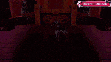 a video game character is dancing in a circle with a sign that says #kureijijolie3d