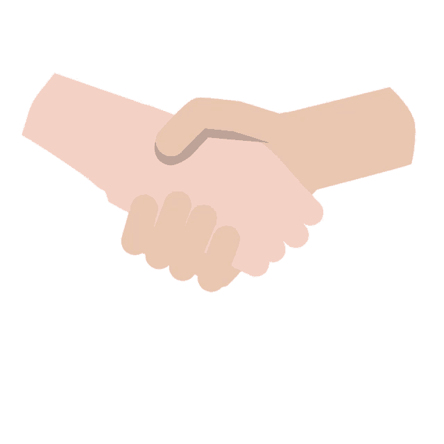 two hands shaking each other with a white background behind them