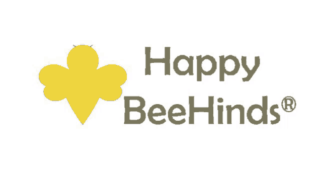 the logo for happy beehinds with a bee on it